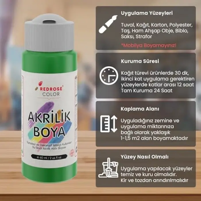 Yeşil Akrilik Boya 60 ml