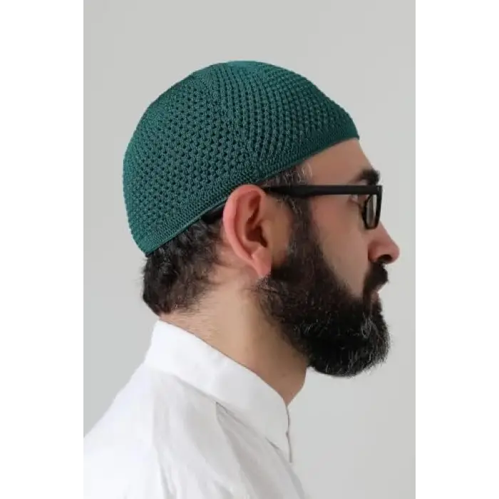 Yeşil Örme Esnek Orlon Namaz Takke