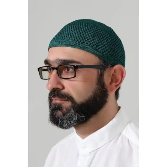 Yeşil Örme Esnek Orlon Namaz Takke