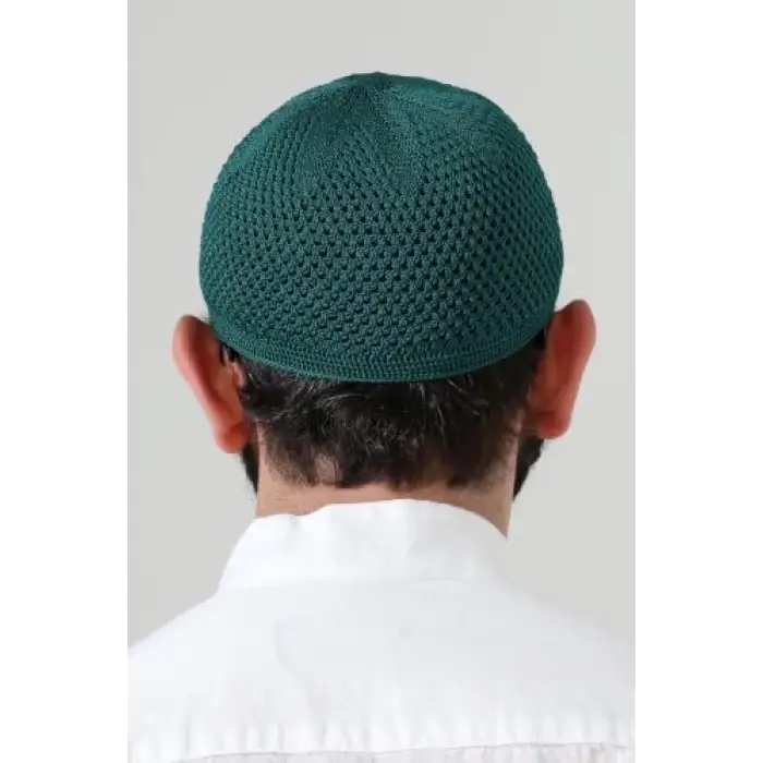 Yeşil Örme Esnek Orlon Namaz Takke