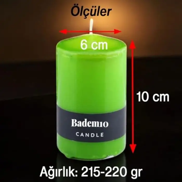 Yeşil Silindir Baton Mum 6 x 10 cm
