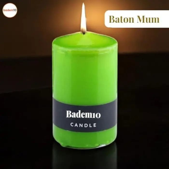 Yeşil Silindir Baton Mum 6 x 10 cm