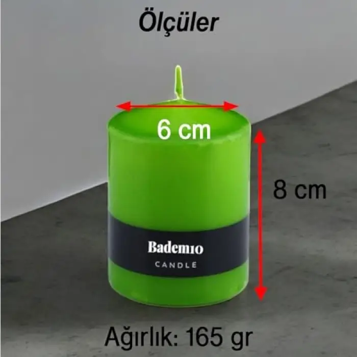 Yeşil Silindir Baton Mum 6 x 8 cm