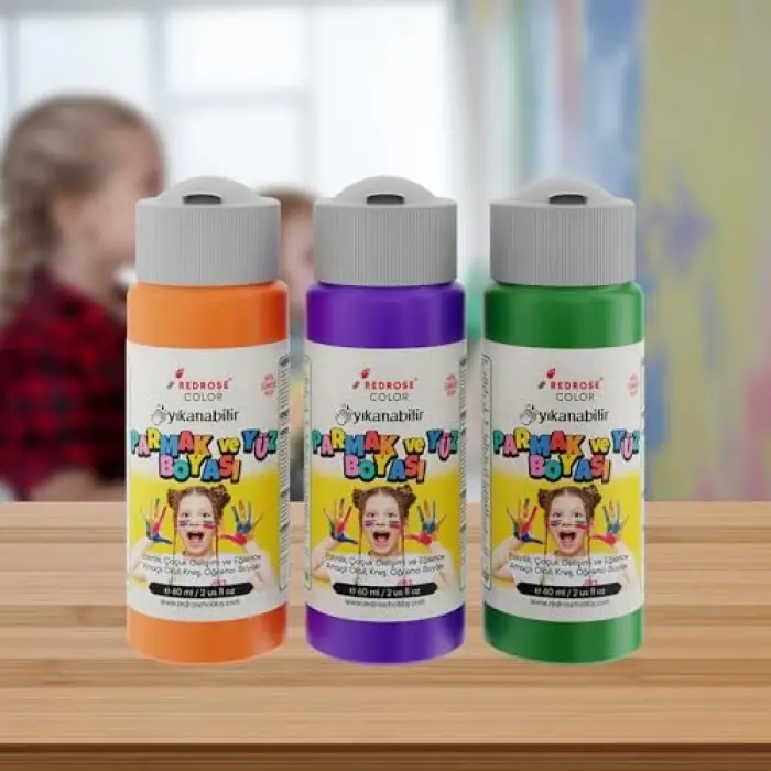 Yeşil, Turuncu Parmak Boyası 3lü Set 3x60 ml, Mor