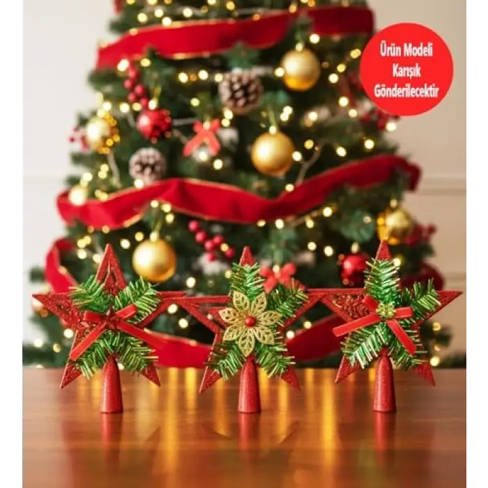 Yılbaşı Ağacı Tepe Süsü 15 Cm (Kırmızı)