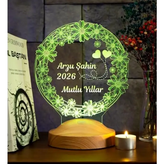 Yılbaşı Papatya Çiçek Hediyesi, Papatya 3D LED Lamba