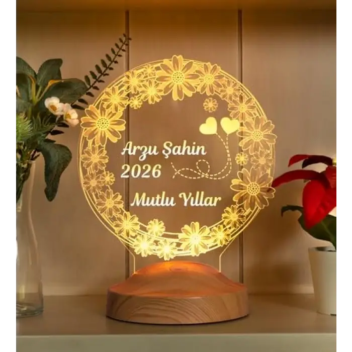 Yılbaşı Papatya Çiçek Hediyesi, Papatya 3D LED Lamba