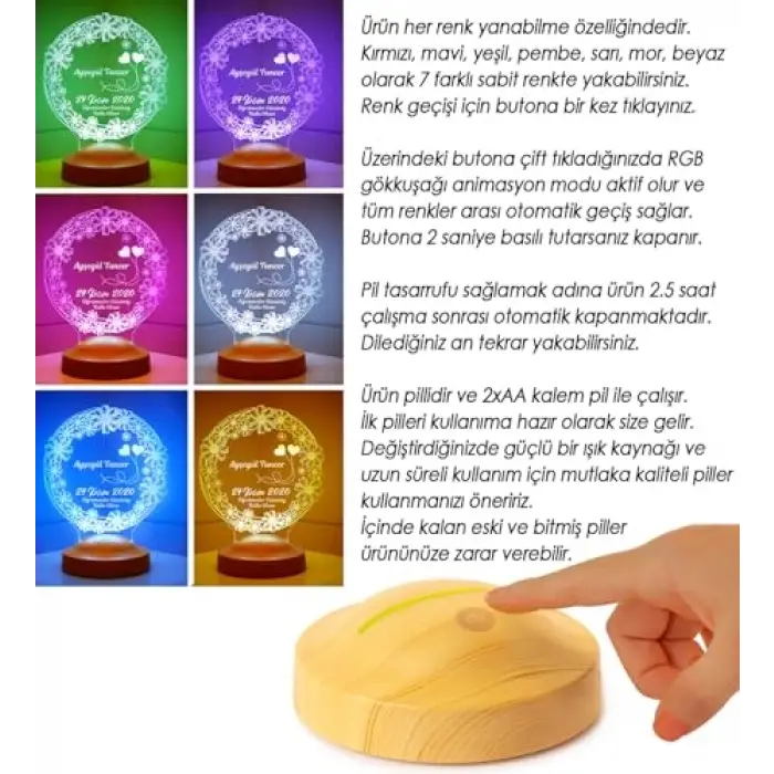 Yılbaşı Papatya Çiçek Hediyesi, Papatya 3D LED Lamba