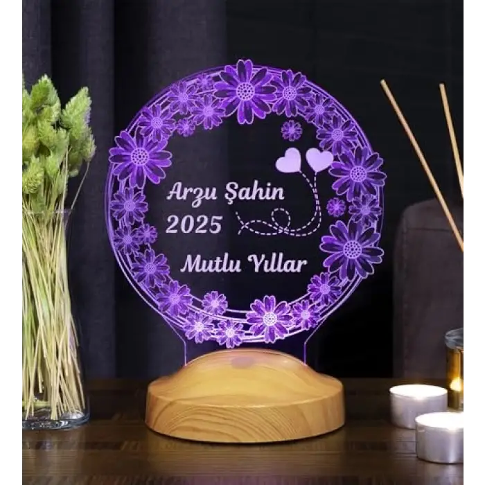 Yılbaşı Papatya Çiçek Hediyesi, Papatya 3D LED Lamba