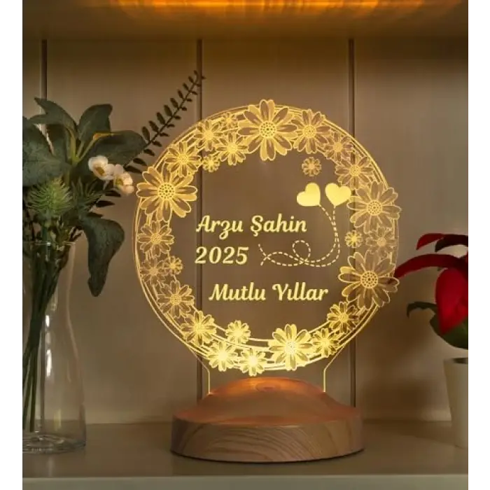 Yılbaşı Papatya Çiçek Hediyesi, Papatya 3D LED Lamba