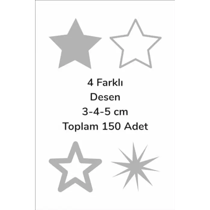 Yıldız Duvar Sticker Seti, 3-4-5 cm, 150 Adet