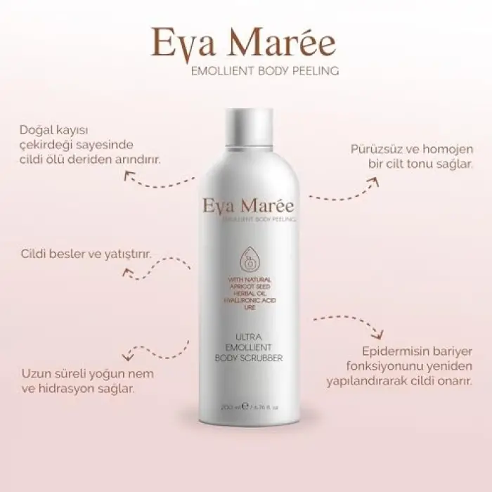 Yumuşatıcı Vücut Peelingi; Kayısı Çekirdeği, Hyaluronik Asit, Üre ve Bitkisel Yağlarla Scrub