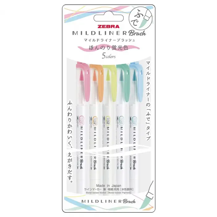Zebra Mıldlıner Brush Pen 5C-N Set