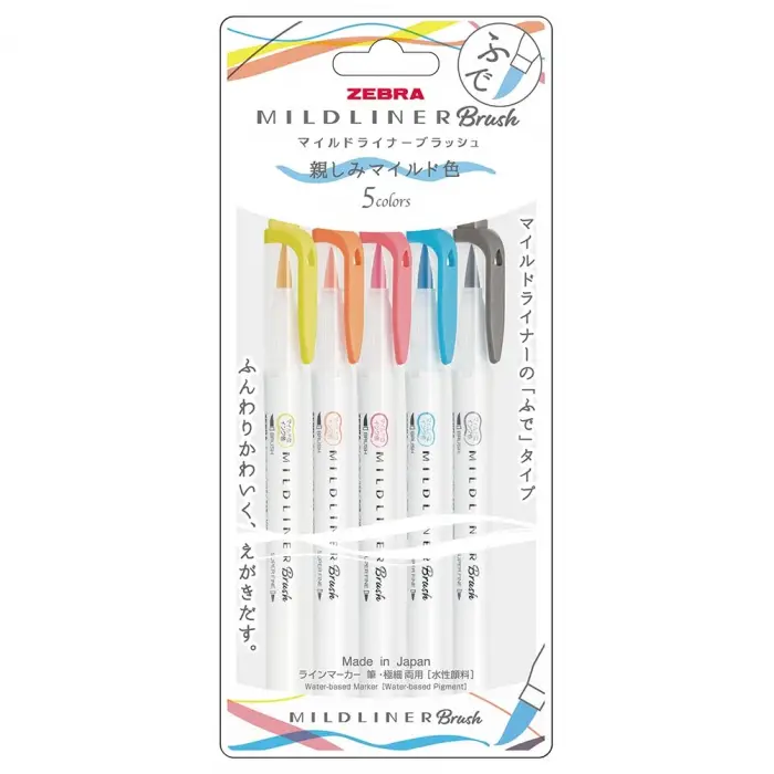 ZEBRA MILDLINER BRUSH PEN N-5C-N SET
