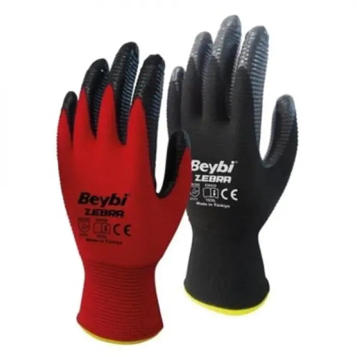Zebra Nitril Kaplı Eldiven No:10