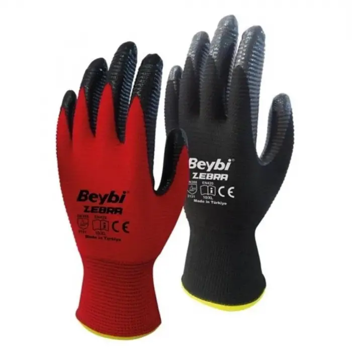 Zebra Nitril Kaplı Eldiven No:10