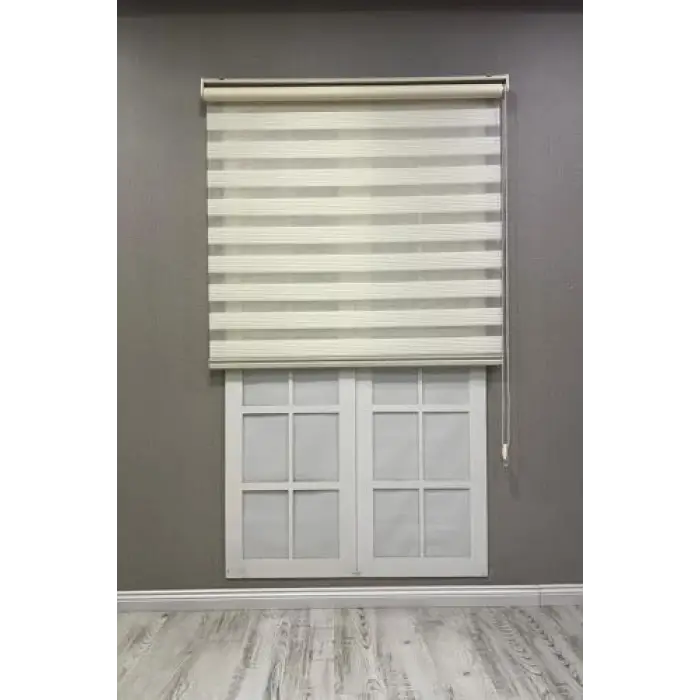 Zebra Stor Perde Dar Plise Güneşlik Perde, Krem, 100 x 200