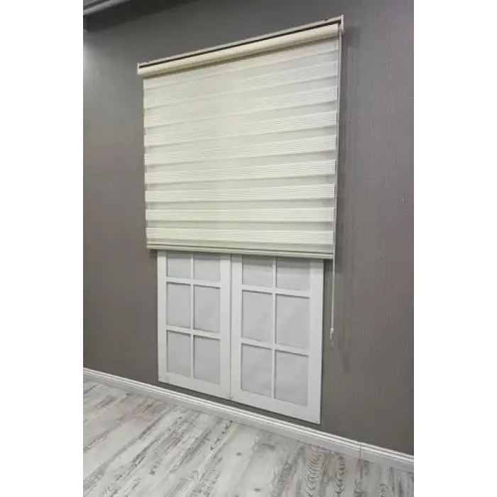 Zebra Stor Perde Dar Plise Güneşlik Perde, Krem, 100 x 200