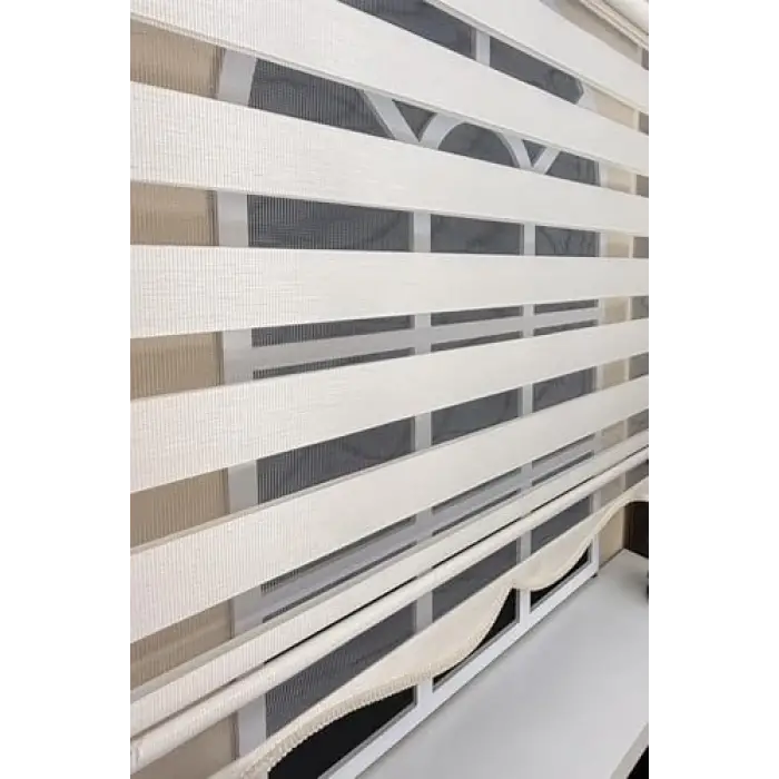Zebra Stor Perde Ekru Etek Dilimli Stb-400-V02