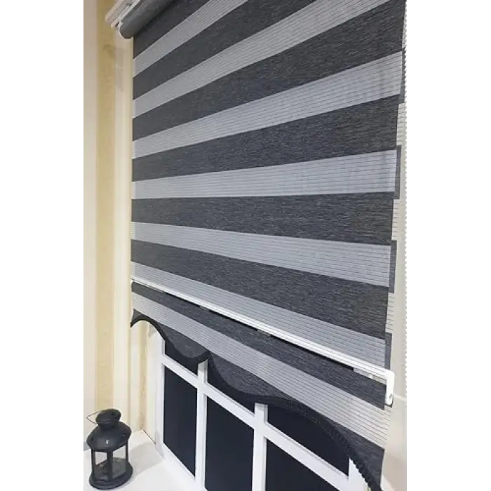 Zebra Stor Perde Organze Siyah Kırçıl Etek Dilimli STB904