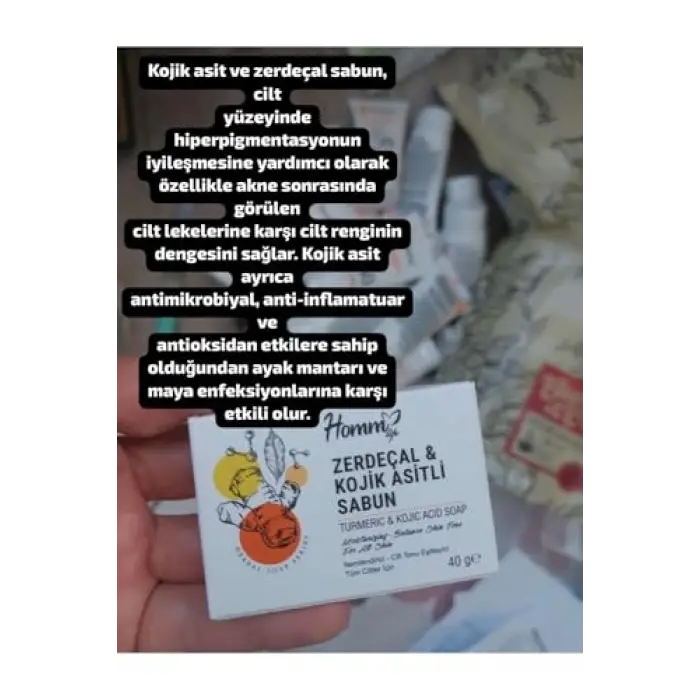 Zerdeçal ve kojik asit içeren sabun, 40 g