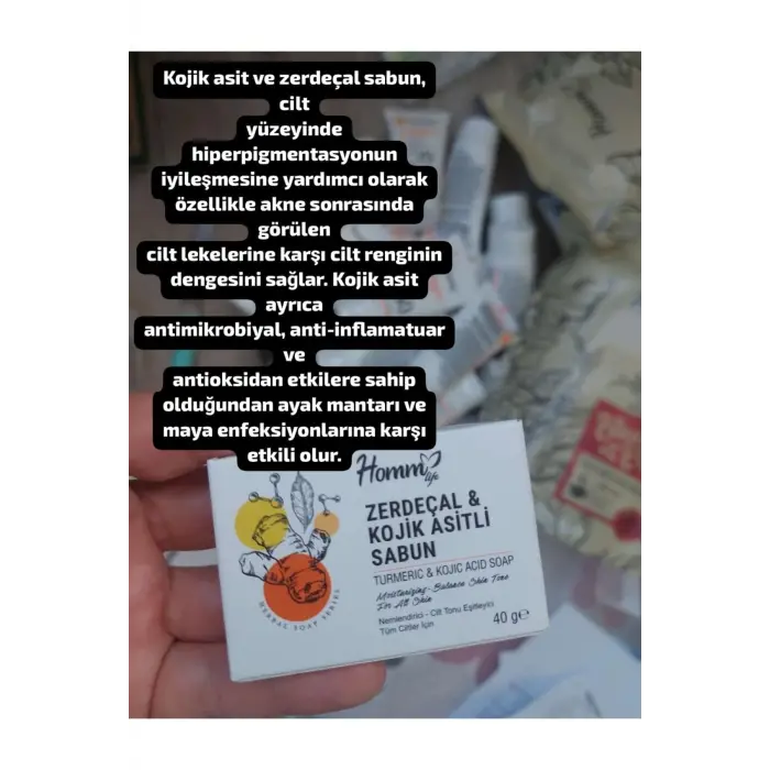 Zerdeçal ve kojik asit içeren sabun, 40 g