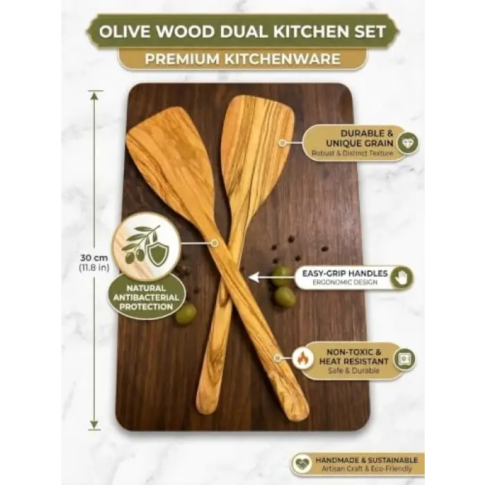 Zeytin Ağacı Spatula 2li Set, İnce ve Hafif