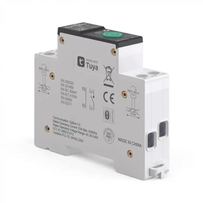 Zigbee 63 Amper Akıllı Sigorta (Tuya, Smart Life, Zigbee2MQTT Uyumlu)