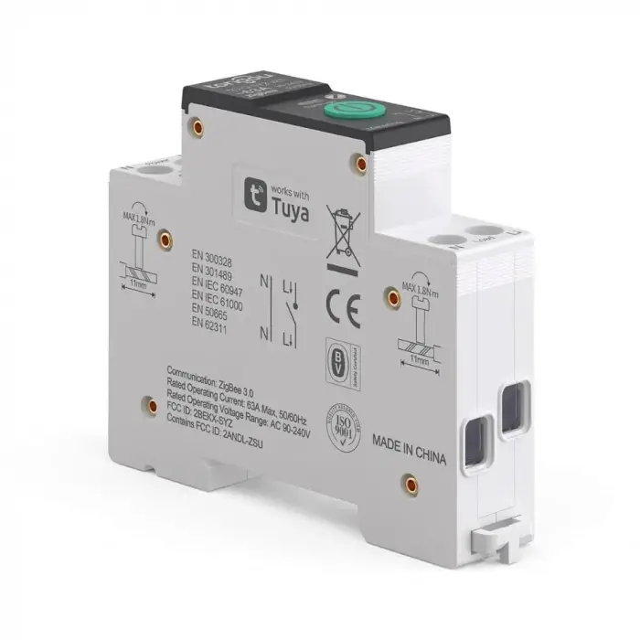 Zigbee 63 Amper Akıllı Sigorta (Tuya, Smart Life, Zigbee2MQTT Uyumlu)