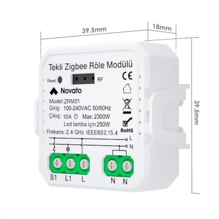 Zigbee Tek Çıkışlı Akıllı Anahtar(Tuya, Zigbee2MQTT Uyumlu), Smart Life, Home Assistant