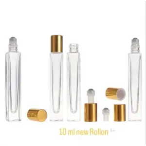 10 ml Şeffaf Cam Rollon Şişe, Gold Kapaklı