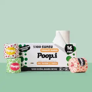 %100 Bambu Extra Uzun Rulo, 16 Tuvalet Kağıdı, Doğal Beyaz