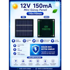 12V 150MA 110X110MM Güneş Paneli - Solar Panel