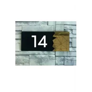 14 Gold Aynalı Dekoratif Kapı Numarası