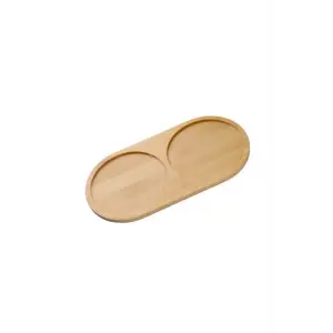 2 Bölmeli Oval Doğal Bambu Sunum Tabağı 23x12 cm