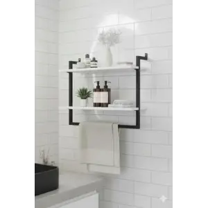 2li Duvara monte Banyo Rafları (Beyaz)