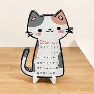 2026 Takvim - Kedi Masaüstü Takvim- Standlı Takvim