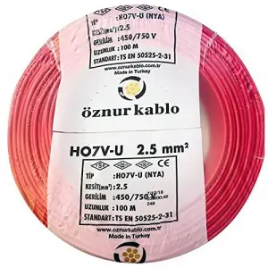 2,5mm2 Nya Tek Damar Kırmızı 100