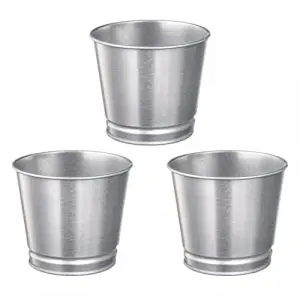 3 Adet Paslanmaz Çelik Bitki Saksısı, Boyanabilir, 9 cm