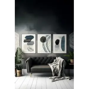 3 Parça Çerçeve Görünümlü Mdf Tablo Seti - ARTSYCLLCT19-2030