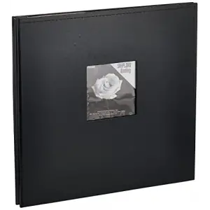 30 cm by 30 cm Snapload Sewn Leatherette Frame Cover Memory Book, Black