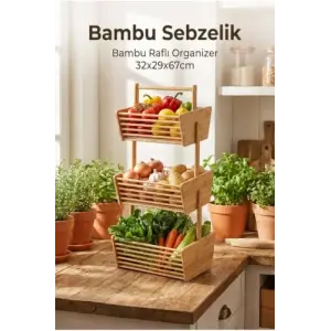 32 x 28 Bambu Raflı Sebzelik Organizer