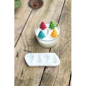3D Çam Ağacı Mini Dörtlü Mum Kalıbı (Silikon)
