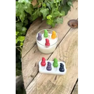 3D Kardan Adam Mini Dörtlü Silikon Mum Kalıbı