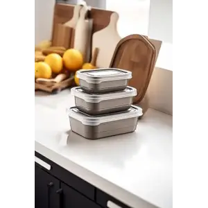 3Lü Saklama Kabı Set BEJ