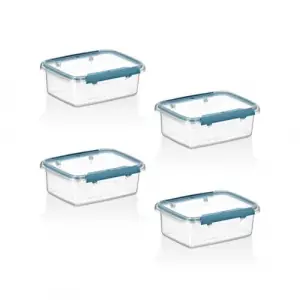 4Lü Set Press - Lock Saklama Kabı 360 ML MAVİ