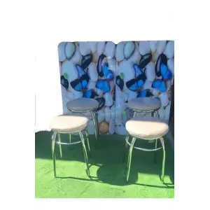 4lü Tabure Krom Ayaklı