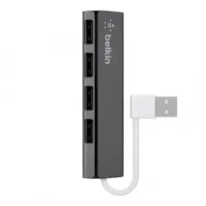 4 USB-A Girişli HUB, USB 2.0, Ultra Slim, Siyah