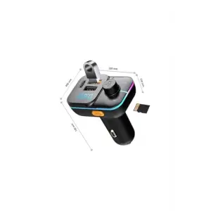 55W Hızlı Şarj Destekli Çift USB + Type-C Çıkışlı Bluetooth FM Modülatör Transmitter, MT9874 ile Uyumlu