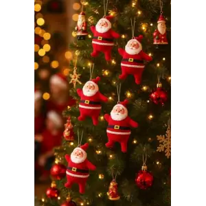 5cm 6 Adet Mini Yılbaşı Ağacı Süsü Noel Baba ağacı süsü (6 adet/paket)